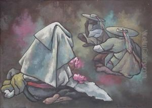 Three Seated Figures by Julian Oliver Davidson