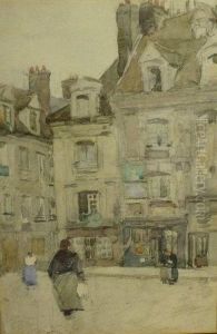 Street Scene With Figures by David Davies