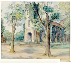 Church In Landscape by Arthur Hughes