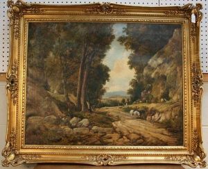 View Of A Rocky Woodland Track With Two Horses
