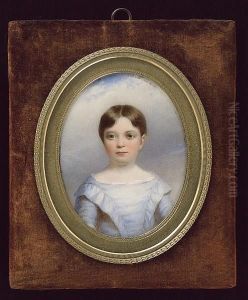 A Young Boy, Wearing Blue Dress With White Lace Neckline, His Dark Brown Hair Cropped Short A Young Boy, Wearing Blue Dress With White Lace Neckline, His Dark Brown Hair Cropped Short