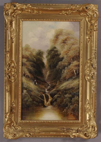 Mother And Child By A Waterfall - view 1
