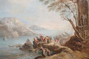 St Anthony Of Padua Preaching To The Fish by F. Davis