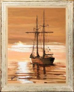 Sailboat At Anchor by G. Davis
