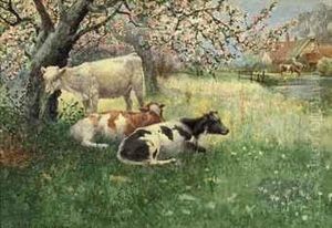 Cattle Grazing In An Orchard by Henry William Banks Davis, R.A.