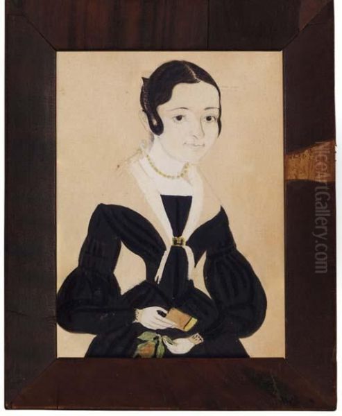 Portrait Of A Young Lady With An Orange Flower And Book - view 1