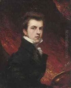 Portrait Of The Artist, Bust-length, In A Black Coat, Holding Apalette And Brushes