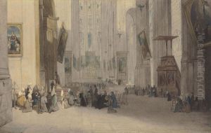 The Interior Of St Eustache, Paris by John Scarlett Davis
