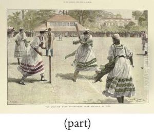 The English Lady Cricketers: Miss Stanley Batting by Lucien Davis