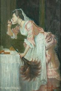 Sampling The Delights Of Her Mistress's Dressing Table by Lucien Davis