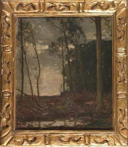 A Moonlit Woodland Scene by Noel Denholm Davis
