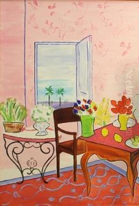 Pink Interior With Flowers by Sarah Davis