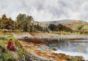 Port Bannatyne, Isle Of Bute, With Mother Andchild Seated By The Shore