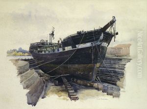 Large Ship Having Repairs In Dry Docks