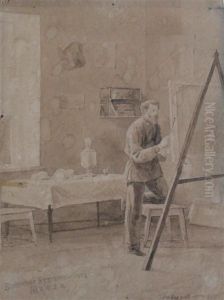 Artist In His Studio by Ivan Grigor'Evic Davydov