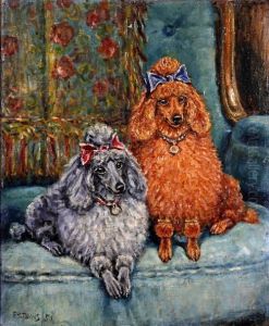 Two Poodles Seated by Thomas C. S. Benham