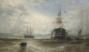 A Breezy Day In The Hamoaze, Plymouth Sound by Henry Thomas Dawson