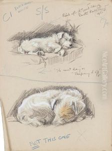 'the Next Day' Or 'sleeping It Off' - Awire-haired Terrier by Lucy Dawson