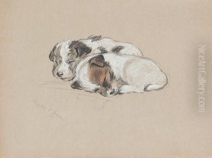 'jim & Mike As Puppies' - A Sketch Bookcontaining Fourteen Drawings by Lucy Dawson
