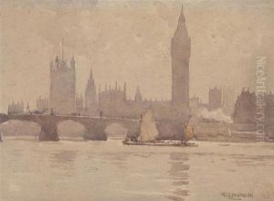Westminster Bridge, London by Nelson Ethelred Dawson