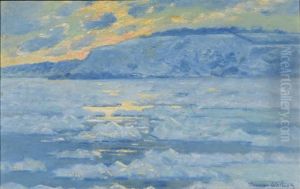 Snow And Ice On The St.lawrence Rises. The Heights Of Abraham. Quebec by Dawson Dawson-Watson