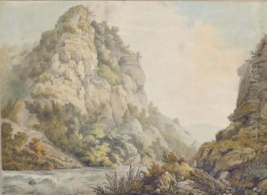 A Rocky River Landscape; And A River In Spate Running Through A Gorge by William Day