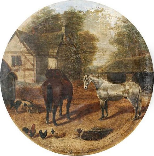 Horses In A Farmyard - view 1