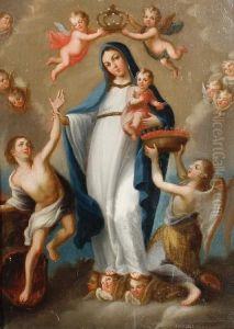 The Madonna And Child Surrounded Byangels