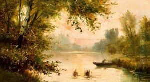 Pescando Al Atardecer by Serafin de Avendano