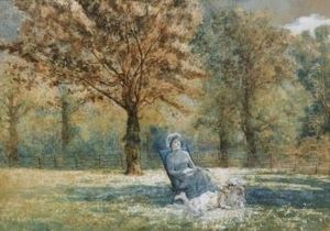 Lectura En El Jardin by Serafin de Avendano