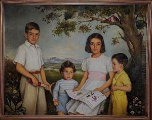 Retrato De Ninos by Manuel De Azpiroz