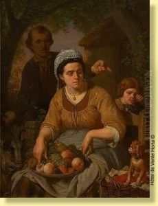 La Marchande De Fruits Et Sa Famille by Francois J. De Backer