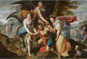 Man Carrying The Burdens Of Time, An Allegory Of The Four Ages Ofman by Jacob I De Backer