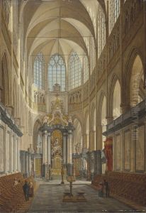 The Choir Of The Saint Bavo Cathedral, Ghent by Angelus De Baets
