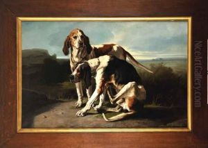 Les Chiens De Chasse Couples by Albert De Balleroy