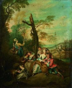 Scene Galante Dans Un Parc by Bonaventure De Bar