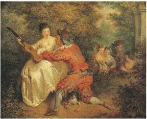 Scene Galante Dans Un Parc by Bonaventure De Bar