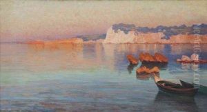 La Presqu'ile De La Cride Vue De La Plage De Portissol Asanary by Eugene De Barberiis