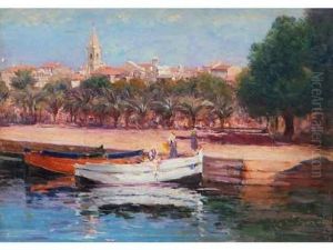 Le Port De Sanary. by Eugene De Barberiis