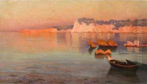 :la Presquile De La Cride Vue De La Plage De Porissol A Sanary by Eugene De Barberiis