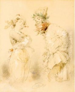 Deux Dessins Satyriques by Edouard Charles De Beaumont