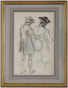 Etude De Deux Soldats Jouant Du Tambour by Gustave de Beaumont