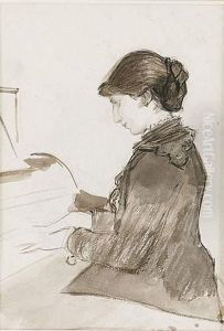 Femme Au Piano by Gustave de Beaumont