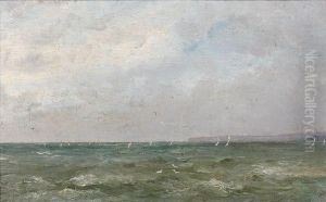 Voiliers En Mer Par Temps Calme by Leon Le Goaebe De Bellee