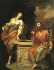 Christ And The Woman Of Samaria At The Well by Antonio De Bellis