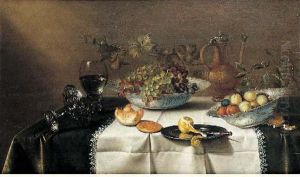 Nature Morte Aux Plats De Raisins Et De Fruits Et Verre De Vin by Gillis Gillisz. de Bergh