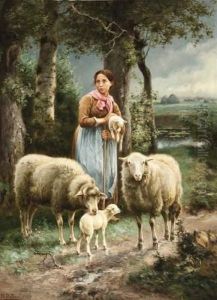 Bergere Et Moutons by Henri De Beul