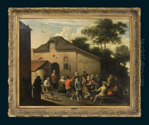 Mit Zechenden, Tanzenden Und Musizierenden Bauern by Erasmus de Bie
