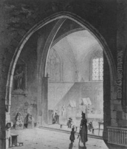 Kircheninterieur by Adrien De Bizemont