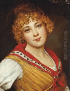 A Young Venetian Beauty by Eugene de Blaas